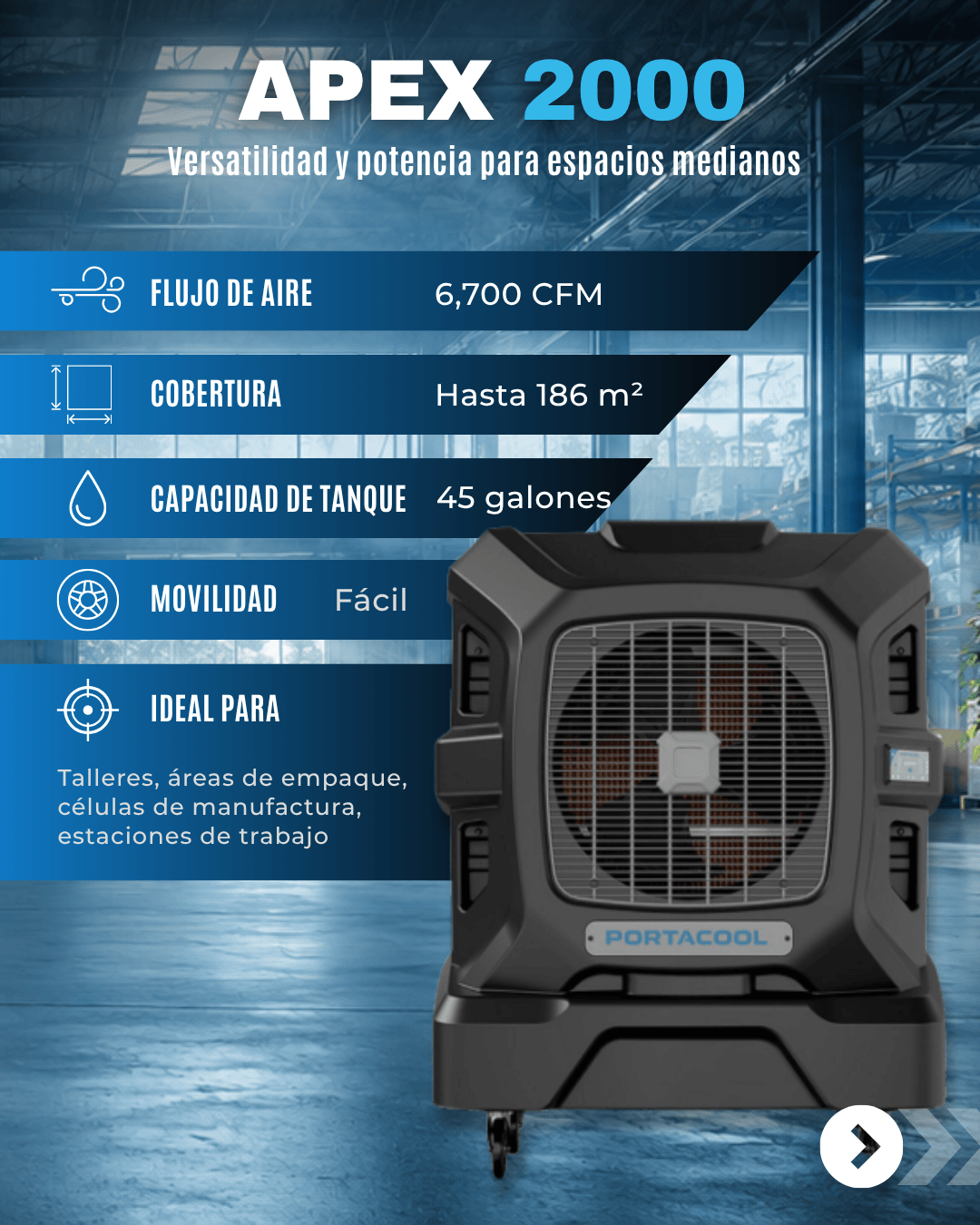 Portacool Apex 2000 | Enfriador Evaporativo Industrial 6 Portacool Apex 2000 | Enfriador Evaporativo Industrial - Imagen 6