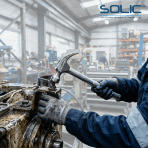 Técnico usando martillo de uña mango tubular en taller industrial ¿Seguimos con la siguiente categoría (extractores de baleros/poleas), o prefieres primero armar el documento consolidado con todos los prompts y alt text que llevamos hasta ahora?