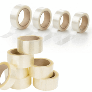 Rollos de cinta de empaque transparente BOPP para sellado de cajas y embalajes industriales. cinta transparente