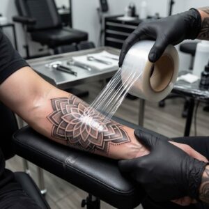 Mini película plástica para empaque: ¿Qué medida elegir entre 2, 3 y 5 pulgadas? 7 Mini película plástica utilizada para proteger y cubrir un tatuaje recién realizado
